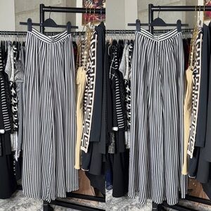 American Apparel Striped Chiffon Wide Leg Pants Black White Womens XS EUC